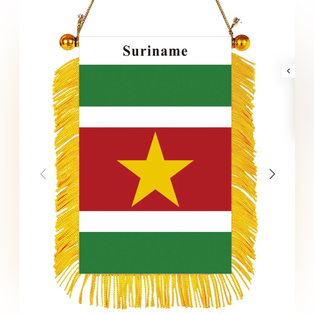 Suriname rearview flag with suction cup